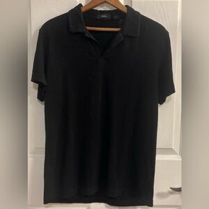 Theory Black Polo Shirt Willem Nebulous Men’s Medium Cotton Minimalist